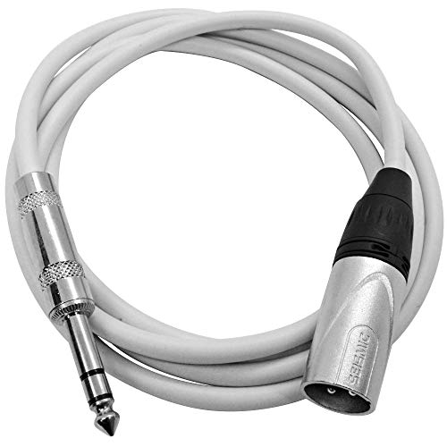 Seismic Audio – SATRXL-M6White – 6 Foot White XLR Male to 1/4 Inch TRS Patch Cables- 6′ Professional Audio Balanced XLR-M to 1/4″ Patch Cord