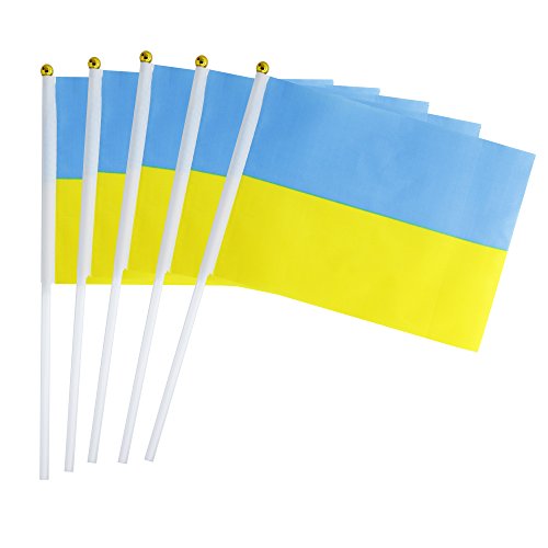 25 Pack Hand Held Small Mini Flag Ukraine Flag Ukrainian Flag Stick Flag Round Top National Country Flags,Party Decorations Supplies For Parades,World Cup,Festival Events,International Festival