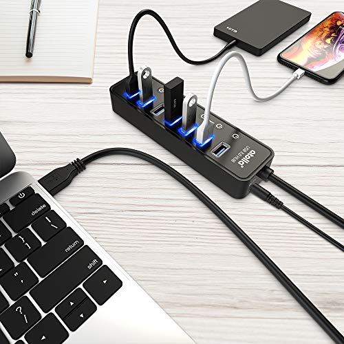 Powered USB Hub 3.0, Atolla 7-Port USB Data Hub Splitter with One Smart Charging Port and Individual On/Off Switches and 5V/4A Power Adapter USB Extension for MacBook, Mac Pro/Mini and More. | The Storepaperoomates Retail Market - Fast Affordable Shopping