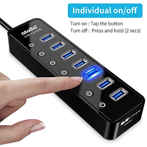 Powered USB Hub 3.0, Atolla 7-Port USB Data Hub Splitter with One Smart Charging Port and Individual On/Off Switches and 5V/4A Power Adapter USB Extension for MacBook, Mac Pro/Mini and More. | The Storepaperoomates Retail Market - Fast Affordable Shopping