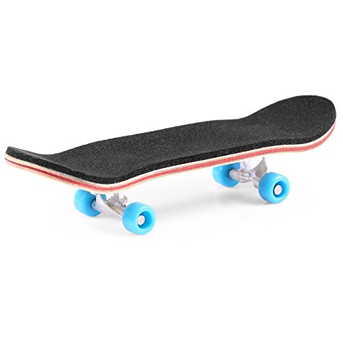BISOZER Mini Finger Skateboard – Wooden Finger Board Ultimate Sport Training Props in Light Brown with Ball Bearings -1 Pack (Random Color Bearing Wheels)