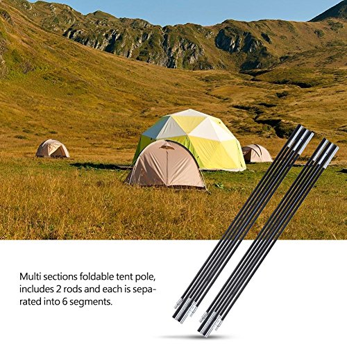 Dilwe Camping Tent Pole, Folding 6 Sections Fibreglass Tent Pole Support Tent Tarp Awning Frames Replacement Sun Rain Shelter for Hiking Camping | The Storepaperoomates Retail Market - Fast Affordable Shopping