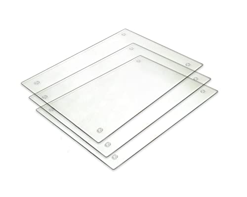 Tempered Glass Cutting Board – Long Lasting Clear Glass – Scratch Resistant, Heat Resistant, Shatter Resistant, Dishwasher Safe. (3 Rectangle 10×7″)