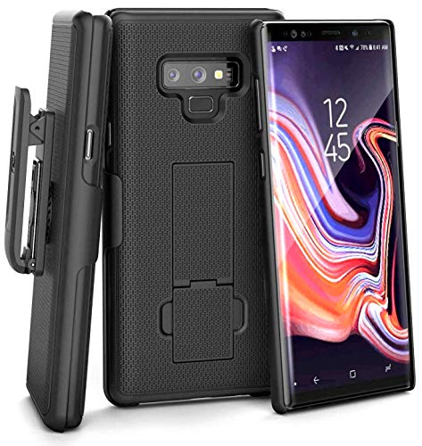 Encased Galaxy Note 9 Belt Case Holster – Ultra Thin DuraClip Protective Hard Cover w/Rotating Clip (Smooth Black)