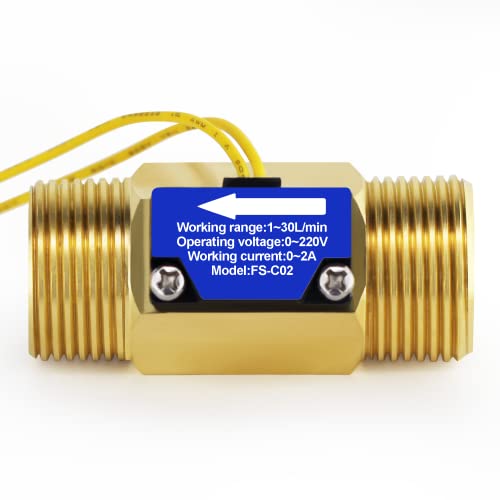 DIGITEN FS-C02 G3/4″ BSP Male Thread Water Flow Switch 0-2A/ 0-220V(AC or DC) for Shower Flow Water Heater