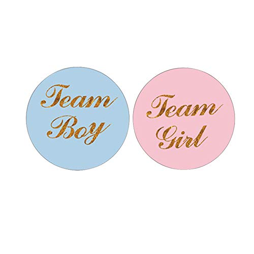 80 PCS Gold Gender Reveal Stickers Team boy and Team Girl Baby Shower Sticker Labels Round Circle Labels Stickers