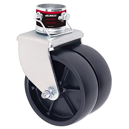 NBJINGYI 6″ 2000lbs Dual Trailer Swirl Jack Caster Wheel With Pin fits Any Jack Better Soft Ground Roll