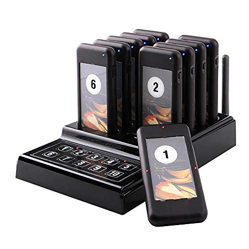 SHIHUI 10 Pager buzzers 1 keypad Queue Number Call Wireless Calling System Queue Call Restaurant Paging System for Restaurant Church Food Truck Coffee Shop Office