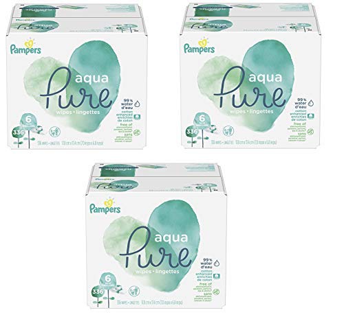 Pampers Aqua Pure 6X Pop-Top Sensitive Water Baby Wipes, 1008 Count