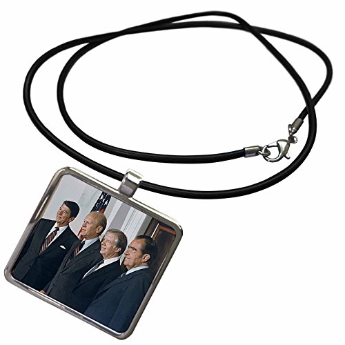 3dRose FabPeople – Presidents and Politics – Former Presidents Ronald Reagan, Gerald Ford, Jimmy Carter and Richard Nixon – Necklace with Rectangle Pendant (ncl_130873_1)