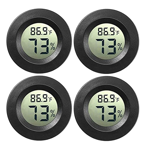 JEDEW 4-Pack Mini Hygrometer Thermometer Digital LCD Monitor Indoor/Outdoor Humidity Meter Gauge Temperature for Humidifiers Dehumidifiers Greenhouse Reptile Humidor Fahrenheit(℉)/ Celsius(℃)