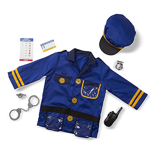 Melissa & Doug unisex-children Police Officer Role Play Costume Dress-Up Set (8 pcs) Frustration-Free Packaging Multicolor, Ages 3-6 Years
