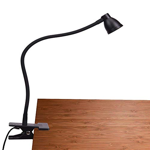 PSIVEN Clip on Light, Dimmable Clamp Desk Lamp (3000-6500K Adjustable Color Temperature, Eye Care, UL Listed AC Adapter) LED Clip Reading Light for Headboard, Bedside, Desk, Office, Workbench