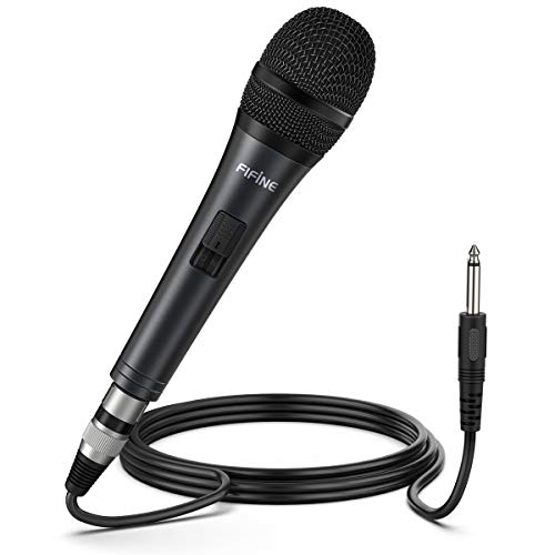 Fifine Karaoke Microphone, Dynamic Vocal Microphone for Speaker,Wired Handheld Mic with On and Off Switch and14.8ft Detachable Cable-K6