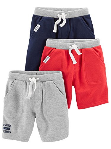 Simple Joys by Carter’s Baby Boys’ Knit Shorts, Pack of 3, Red/Grey/Navy, 18 Months