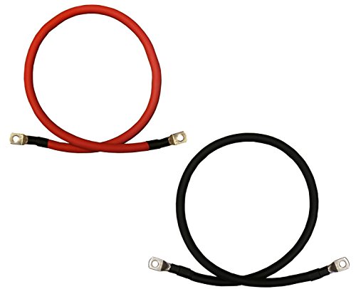 8 AWG Gauge Red + Black Pure Copper Battery Inverter Cables Solar, RV, Car, Boat (1 ft, 5/16 in. Lugs Both Ends)