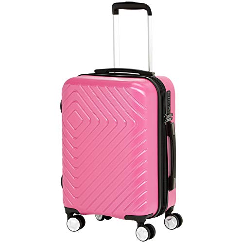 Amazon Basics Geometric Travel Luggage Expandable Suitcase Spinner with Wheels and Built-In TSA Lock, 21.7-Inch – Pink