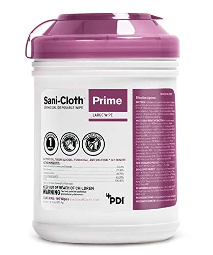 PDI P25372 Sani-Cloth Prime Germicidal Wipe, 6” x 6.75” (Pack of 160)
