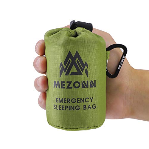Mezonn Emergency Sleeping Bag Survival Bivy Sack Use as Emergency Blanket Lightweight Survival Gear for Outdoor Hiking Camping Keep Warm After Earthquakes, Hurricanes and Other disasters