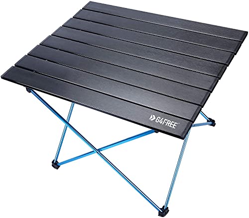 G4Free Portable Camping Table with Aluminum Table Top and Carrying Bag, Folding Ultralight Camp Table in a Bag for Picnic, Camp, Beach, Boat, Cooking, BBQ, Home Use, Easy to Clean (Black Small)