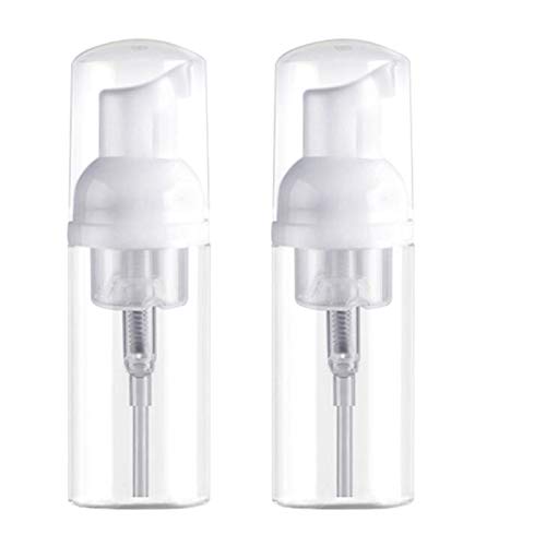 KEAIYYJ Small Foam Pump Bottles Travel Size Mousse Mini Soap Dispenser, Clear Plastic Empty Refillable Containers for Shampoo Castile, 50 ml/1.7 oz, 2 Pack