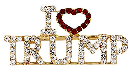 I Love President Trump Red Love TRUMP Crystal Rhinestones Brooches Pin for Women