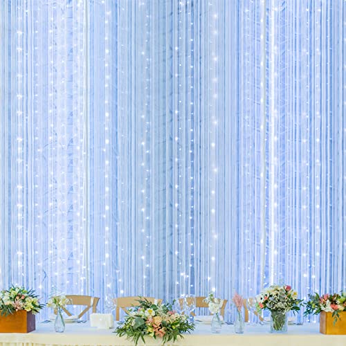 Twinkle Star 600 LED Window Curtain String Light Christmas Wedding Party Garden Bedroom Indoor Outdoor Wall Decoration, White
