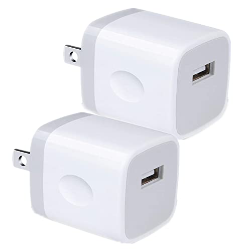 USB Wall Charger, Power Adapter, VectorTech (2-Pack) 5V/1Amp Single Port Quick Charger Plug Cube for iPhone X 7/6S/6S Plus/6 Plus/6/5S/5, Samsung Galaxy S7/S6/S5 Edge, LG, HTC, Huawei, Moto, Kindle