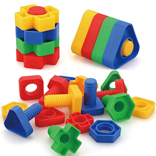 AIBELY Jumbo Nuts and Bolts Toys 52Psc for Toddlers Preschoolers Kids, STEM Educational Montessori Building Construction Screw Matching Activities for 3,4,5 Year Old Boy and Girl.