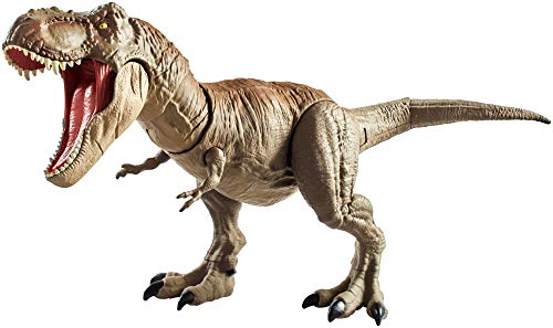 Jurassic World Bite ‘n Fight Tyrannosaurus Rex in Larger Size with Realistic Sculpting, Articulation and Dual-Button Activation for Tail Strike and Head Strikes, Ages 4 and Older