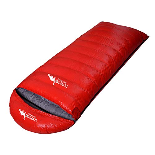 BOSOZOKU Ultra Light Waterproof Camping Travel Sleeping Bag Portable Envelope Goose Down Sleeping Bags(Red,1200g)