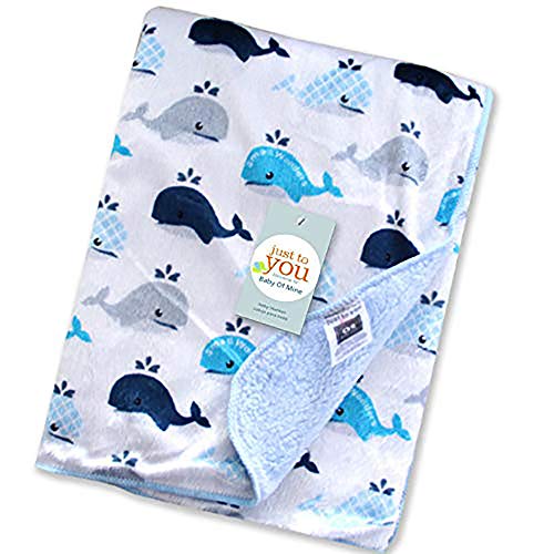 Soft Cozy Baby Blanket/Soft Minky Plush Baby Blanket/Whale Baby Blanket(30″x40″)