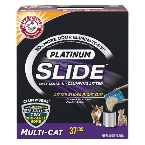 Arm & Hammer Platinum SLIDE Easy Clean, Clumping Litter, Multi-Cat, 37 lbs, Online Exclusive Formula
