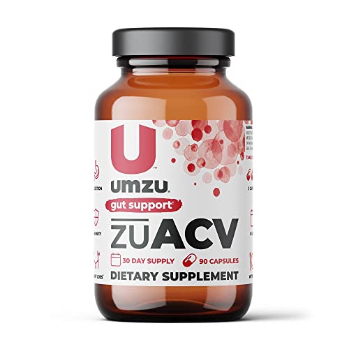 UMZU zuACV – Apple Cider Vinegar (ACV) Prebiotic Supplement to Support Gut Health, Digestion, and Healthy Bacteria – Made with ACV Powder, Inulin Root – (30 Day Supply, 90 Capsules)