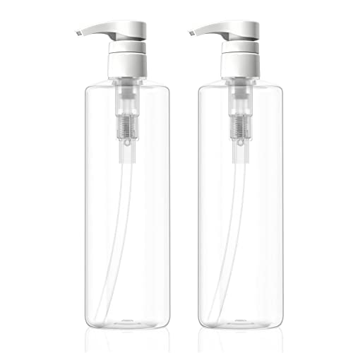 Bar5F Pump Bottles for Shampoo and Conditioner 16-Ounce Heavy-Duty Cristal-Clear Lotion Body Wash 2-Pack
