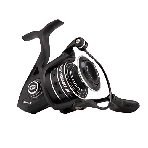 PENN Pursuit III Inshore Spinning Fishing Reel, Size 4000, Corrosion-Resistant Graphite Body And Line Capacity Rings, Machined Aluminum Superline Spool, HT-100 Drag System