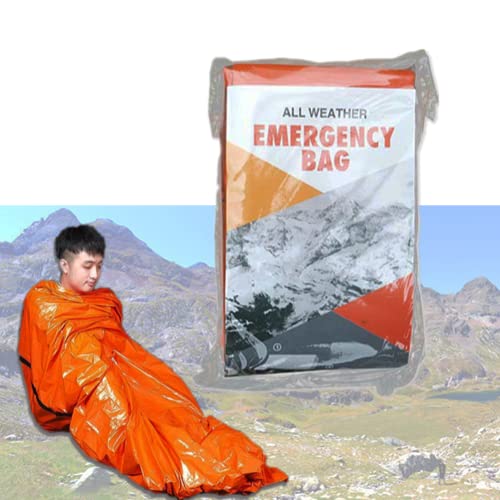 Emergency Sleeping Bag Bivy Sack Lightweight Thermal Waterproof Wear Resistant and Highly Reflective, All Weather Energency Bag for Camping Hiking Outdoor Adventure Survive