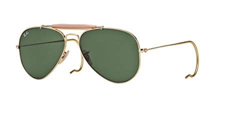 Ray-Ban RB3030 OUTDOORSMAN L0216 58M Arista/Green Crystal Sunglasses For Men For Women + BUNDLE with Designer iWear Complimentary Care Kit
