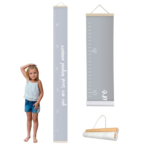 Morxy Growth Chart for Kids Unisex Kids Wall Room Decor Loved Beyond Measure- Gray