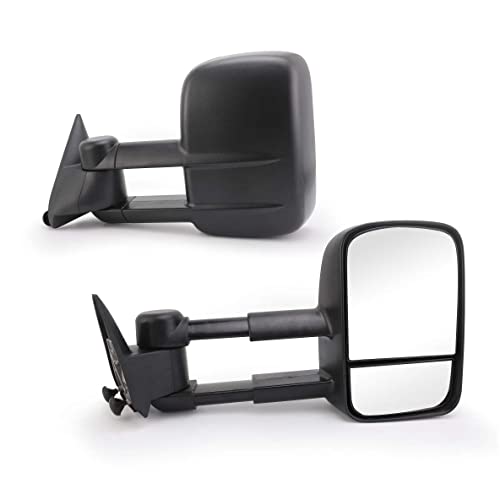 Perfit Zone Towing Mirrors Replacement Fit for 1988-2000 SILVERADO SIERRA, MANUAL,W/O HEATED, W/O SIGNAL,BLACK (PAIR SET)