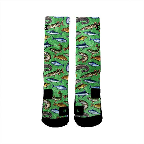 HoopSwagg Brand Athletic Socks Fishing Frenzy Large | The Storepaperoomates Retail Market - Fast Affordable Shopping