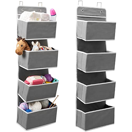 EZOWare 2PACK Over the Door Hanging Organizer with 4 Pocket, Home Storage Organizer with Hook for Pantry Baby Nursery Bathroom Closet Dorm