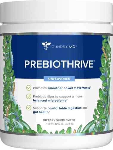 Gundry MD® PrebioThrive™ Prebiotic Supplement for More Comfortable Digestion, Gut Health and a More Balanced MicroBiome, Unflavored Powder – (30 Servings)