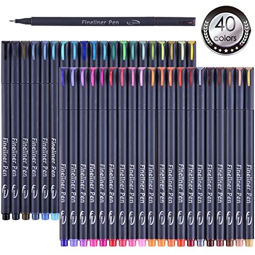Tebik 45 Pack Planner Pens Colored Pens, 40 Colors Drawing Pens with 5 Stencils, Fineliners for Journal Planner Note Calendar Writing Coloring, Drawing & Detailing School Office Art Supplies