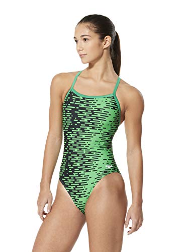 Speedo Women’s Swimsuit One Piece Prolt Flyback Printed Adult Team Colors , Modern Speedo Green, 26