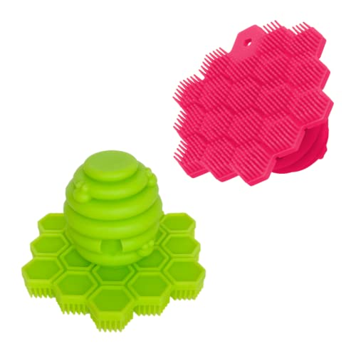 Big Bee, Little Bee I ScrubBEE I Award-Winning I 100% Silicone Childrens Scrubber I Promotes Effective Independent Hand & Body Washing I Hibiscus/Lime 2-Pack