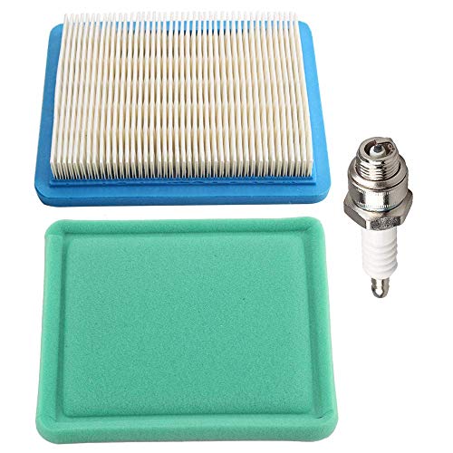 Butom 491588S 491588 Air Filter + 493537S 493537 Pre-cleaner for Briggs and Stratton engines w/Spark Plug