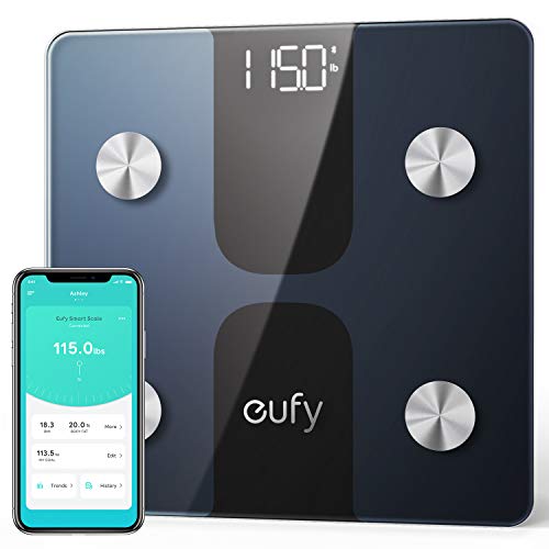eufy by Anker, Smart Scale C1 with Bluetooth, Body Fat Scale, Wireless Digital Bathroom Scale, 12 Measurements, Weight/Body Fat/BMI, Fitness Body Composition Analysis, Black/White, lbs/kg.