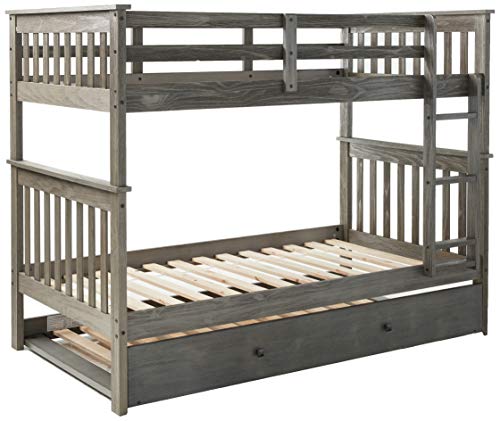 DONCO Twin/Twin Brushed Grey Mission Bunk Bed with Twin Trundle
