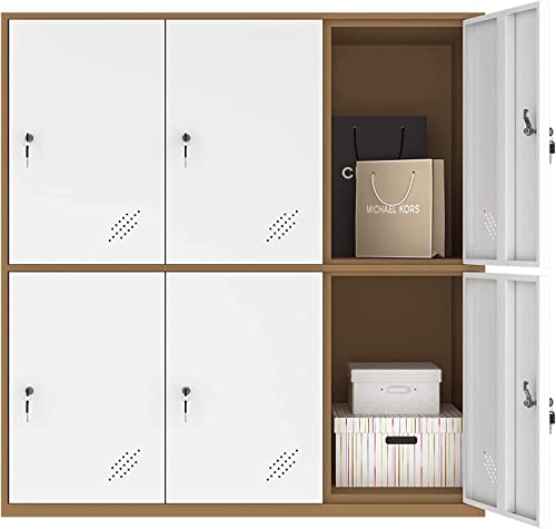 mecolor Steel Office Locker Cabinet with Keys, School and Home Storage Locker Organizer，Kids Locker for Cloth and Toy Organizer,Living Room Boy and Girl Metal Storage Locker Cabinet (White)